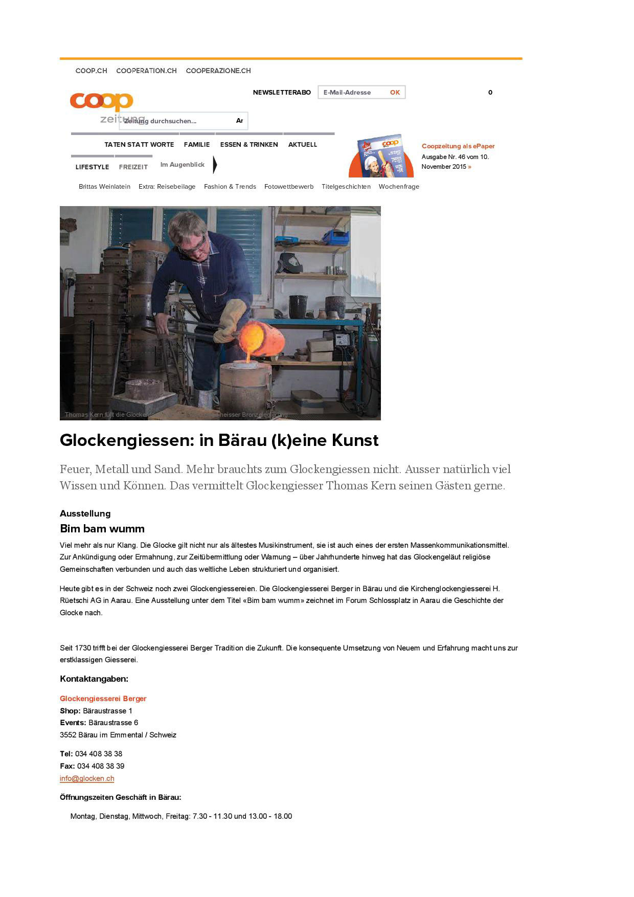 Article Coop Zeitung